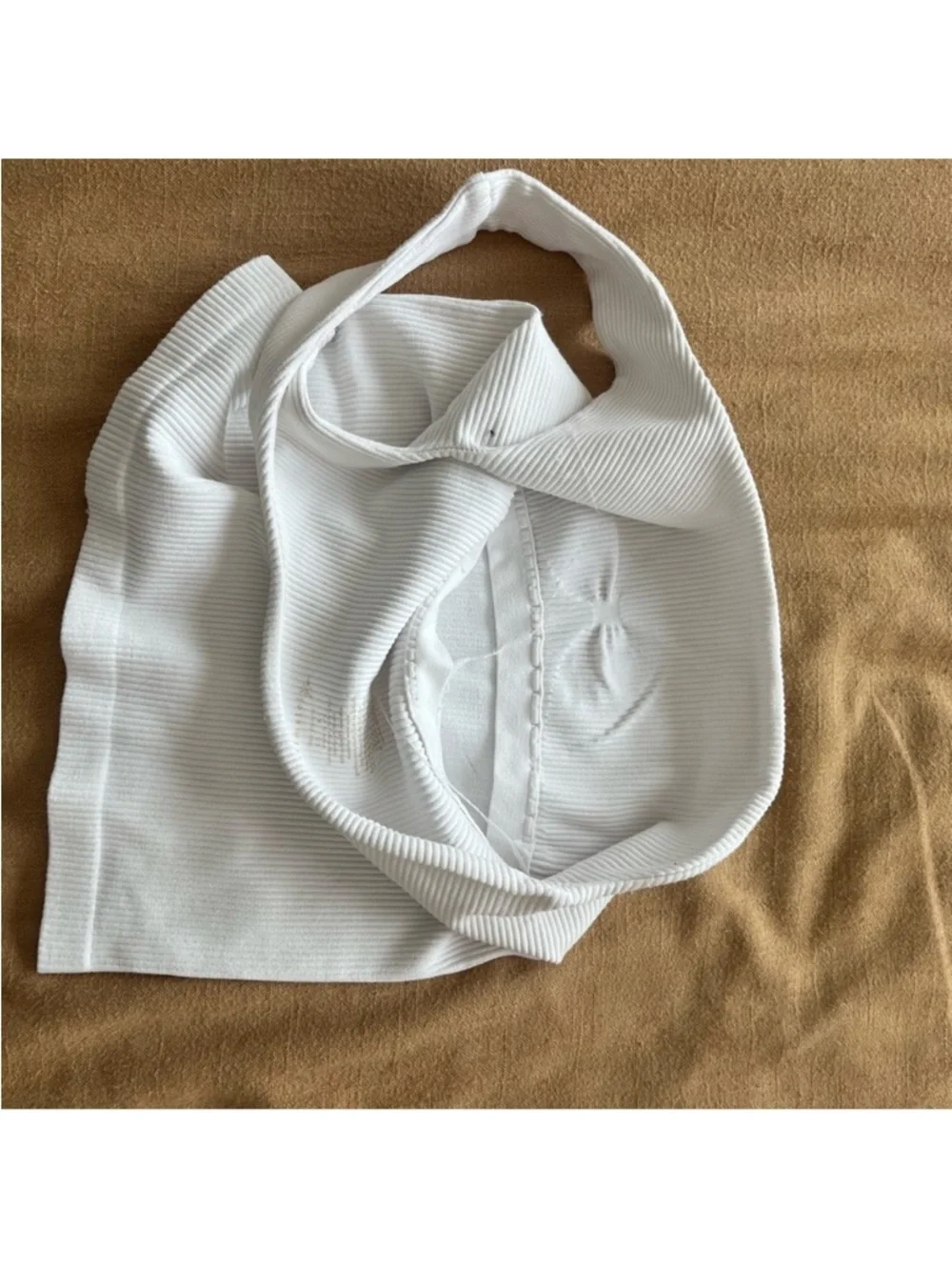 White Ribbed One-Shoulder Tank - Picture 3 of 4